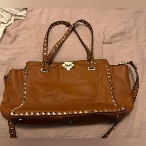 Studded Tan Leather Handbag